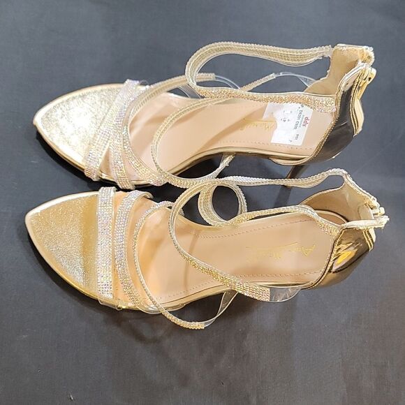 BRAND NEW ANNE KLEIN MULTI STRAP RHINESTONE HIGH HEEL STILETTO SANDAL G1 - Picture 7 of 15